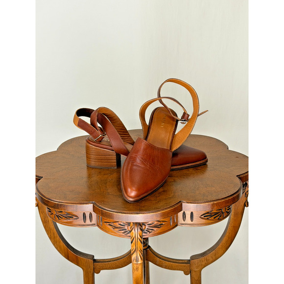 Patina Shoes - Patina ( Portland Leather) Brown Leather Slide/Sandal US Womens 9 #0137C